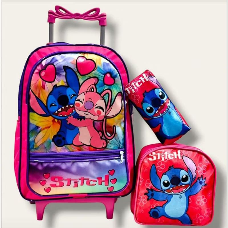 Mochila Infantil Grande com Lancheira e Estojo Menino Menina Infantil Sonic Patrulha Hulk Moana Marie