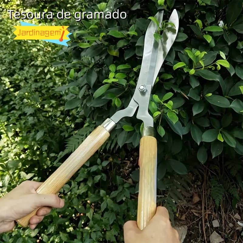 Tesoura de Poda Grama Jardim Cerca Viva Oferta Cerca-viva Tesourão Jardinagem Cabo Madeira