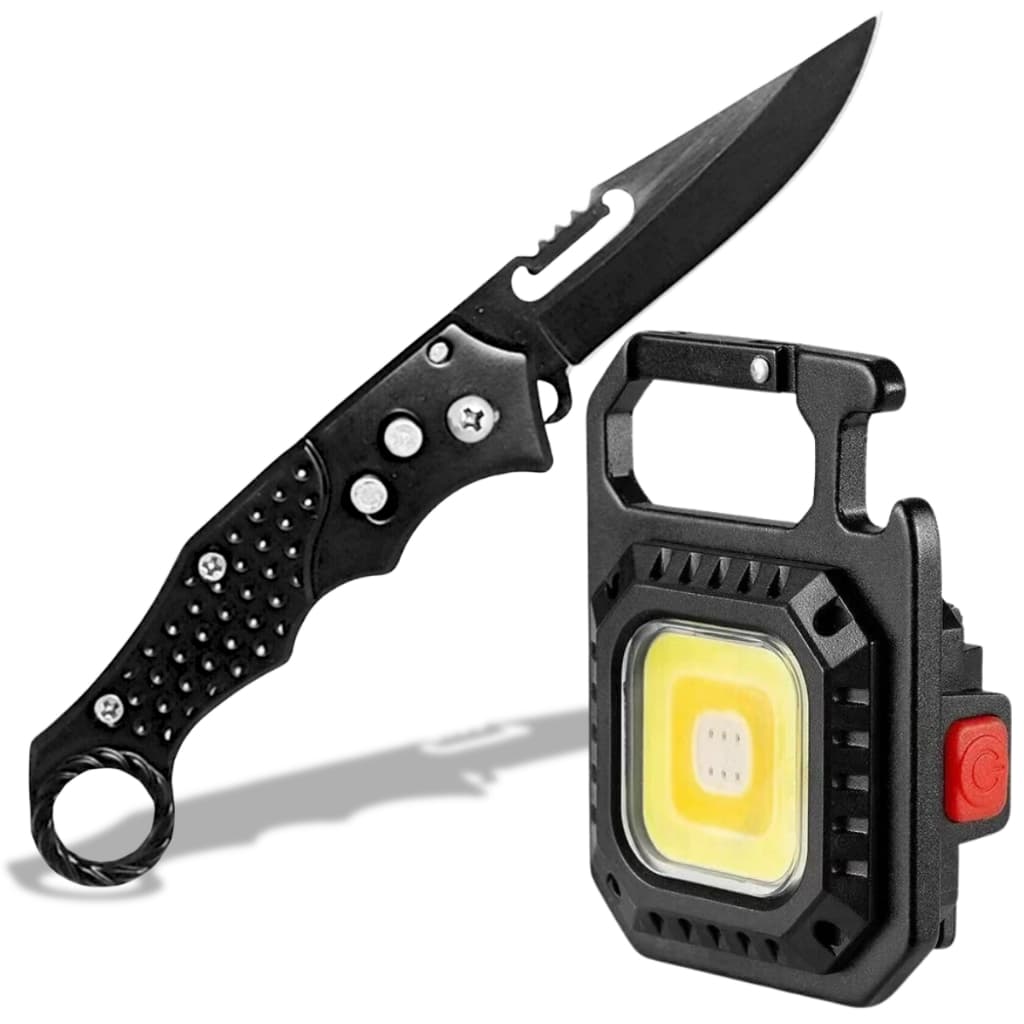 Faca canivete automatica com trava tatico acampamento camping faquinha de bolso + Lanterna Multiuso