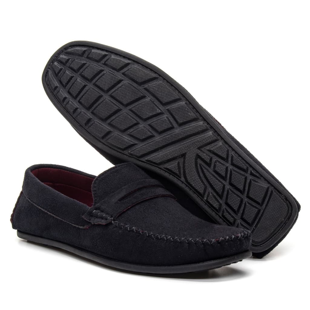 Mocassim Drive Masculino de Camurça Casual com Sola de Borracha