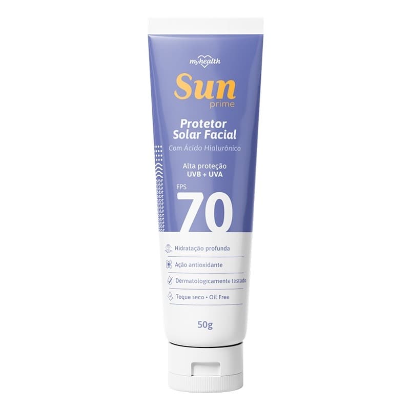 Protetor Solar Facial FPS 70 Sun Prime My Health Com Ácido Hialurônico