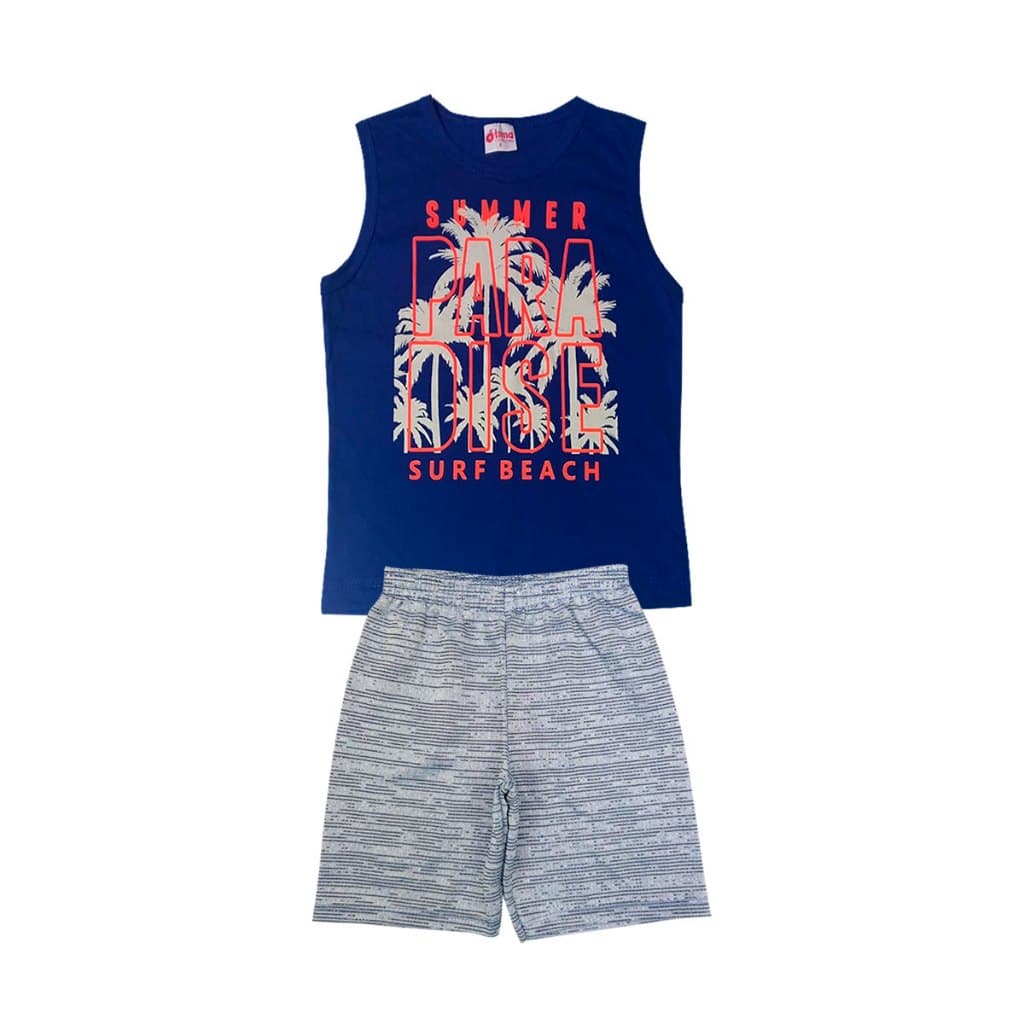 Conjunto Infantil verão menino Regata e Bermuda 1 ao 12 anos - MV601