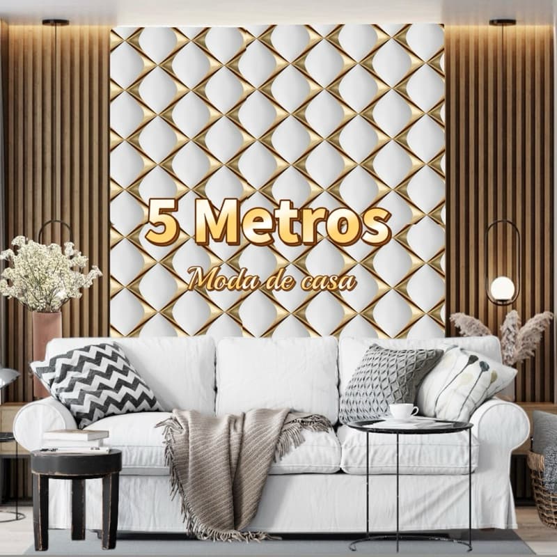 Papel de Parede Modelo 3D Rede Dourado de 5 METROS x 45CM Adesivo Autocolante para Sala, Quarto, Cozinha ou Banheiro