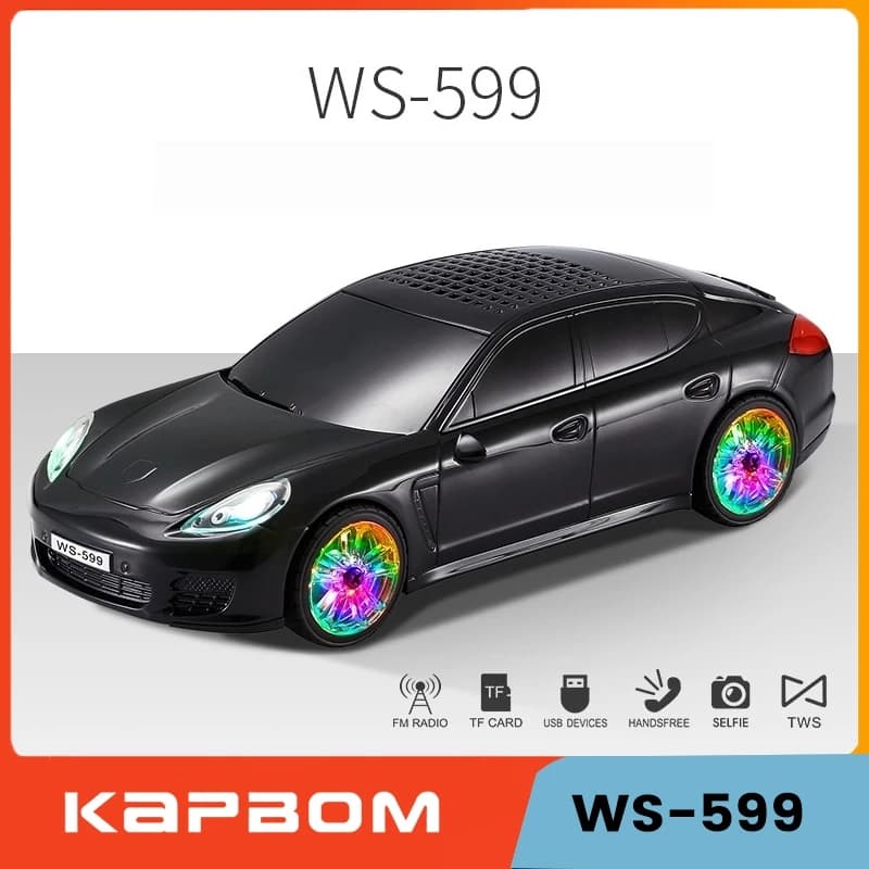 Caixa Caixinha de som bluetooth portátil TWS modelo de carro Porche subwoofer WS-X911