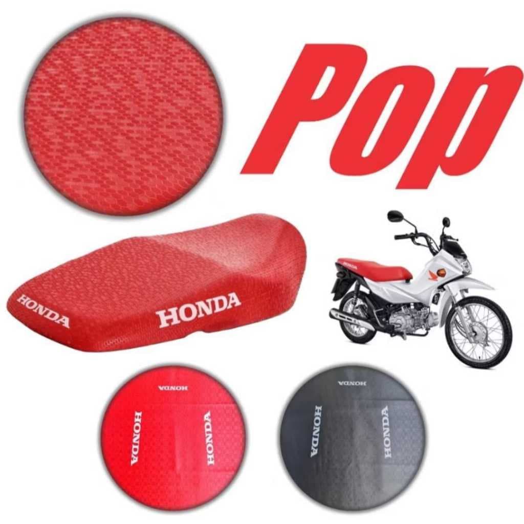 Capa Banco Pop 100 110 110i Honda Modelo Original Colmeia 2018 Até 2025 Preta Vermelha