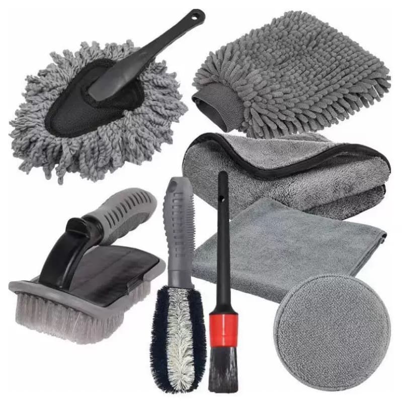 Kit De Escovas P/ Lavar Carros Pneus E Rodas 9 Pcs Completo-54141