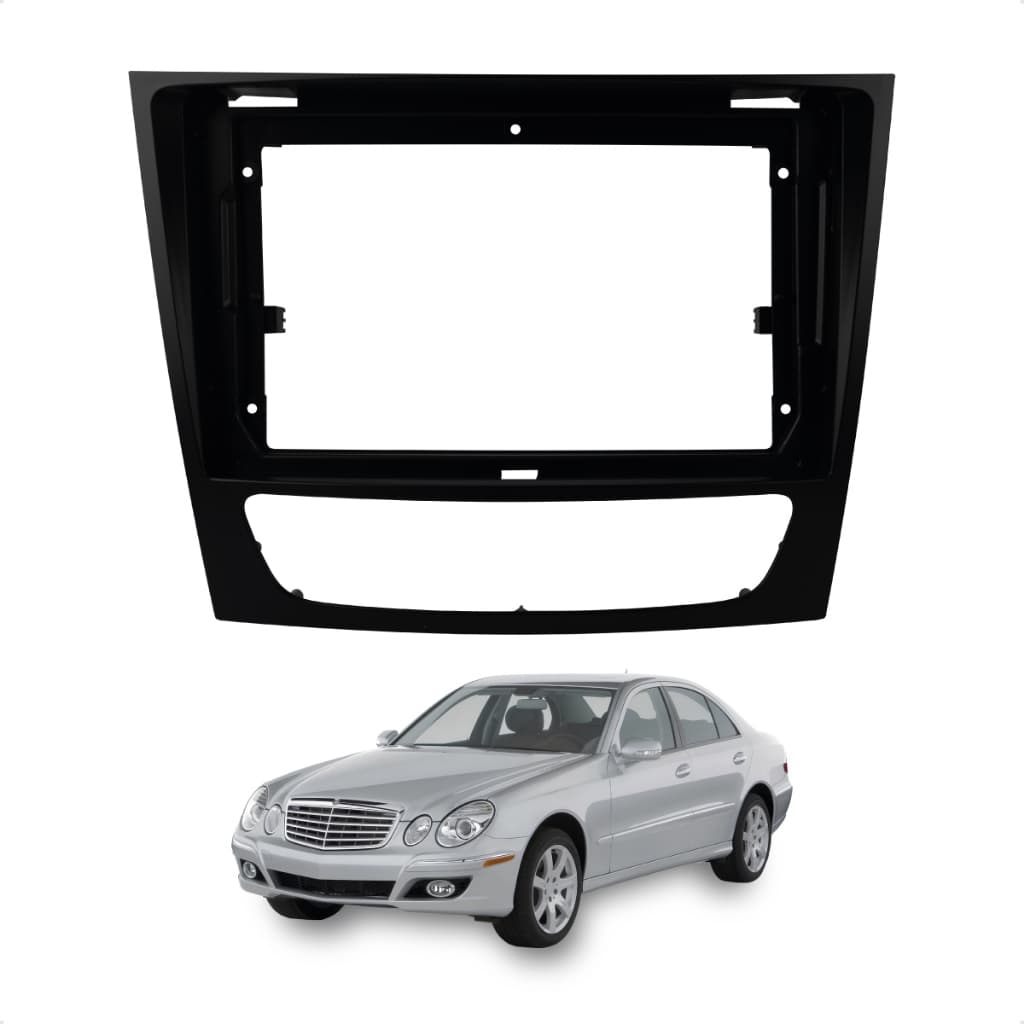 Moldura 2 Din 9 Pol Mercedes-benz Classe E 2001 À 2008 Preta