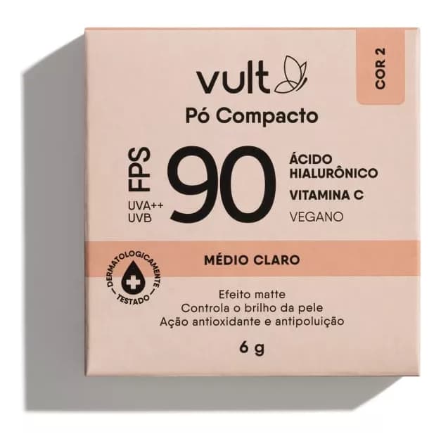 Pó Compacto Facial Vult FPS90 Médio Claro 6g