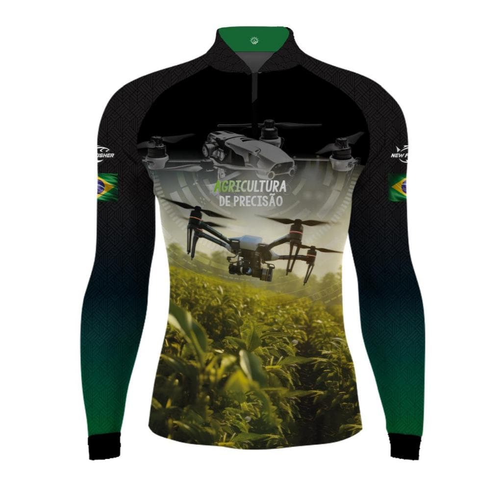 Camisa Camiseta Proteção Solar Agro e Pesca Gola Zíper New Fisher - NF42
