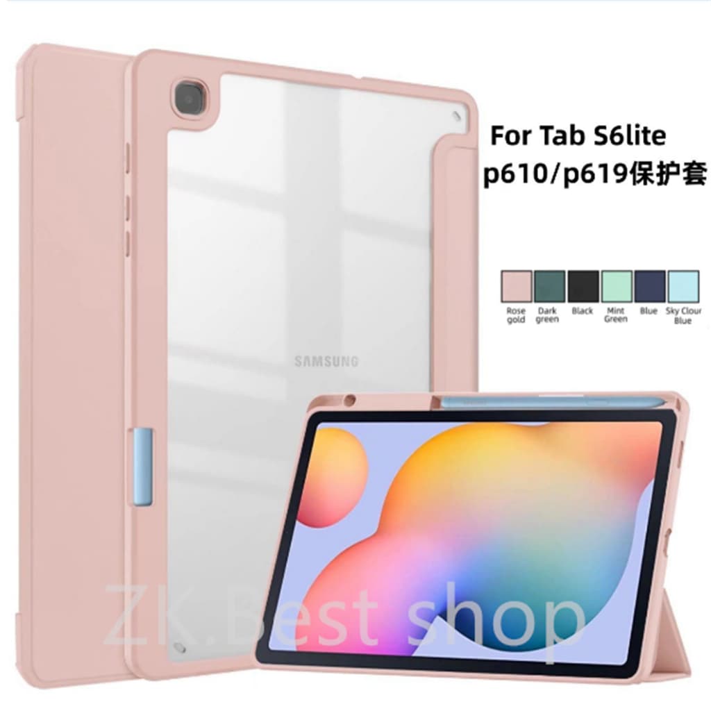 Capa Capinha Acrílico Para Samsung Galaxy Tab S6 Lite 10.4” SM-P610/P615/P613/P619/P620 Com Suporte Caneta