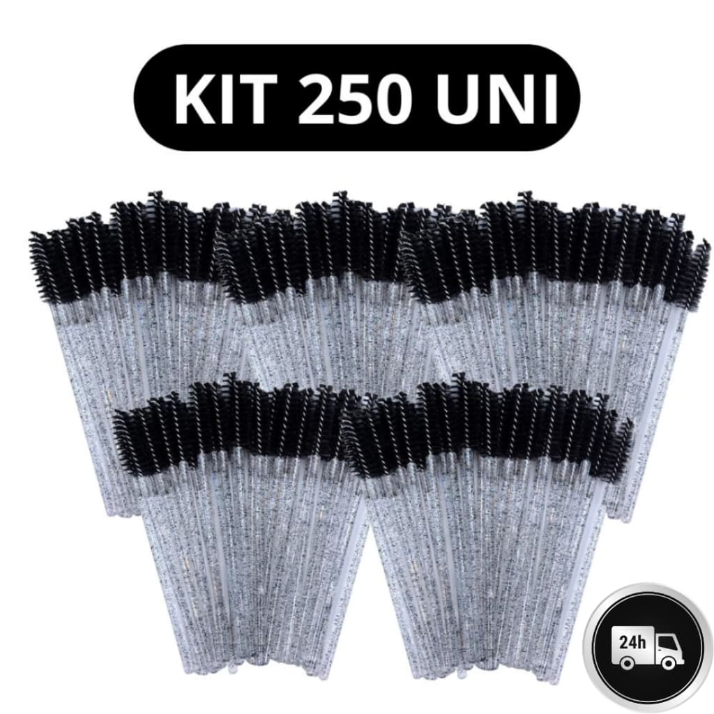 Kit 250 Escovinhas De Cílios Sobrancelha Glitter Extensão Alongamento Descartável Escova Lash Pente