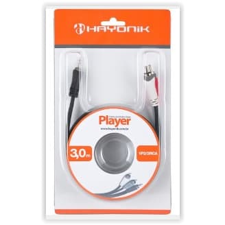 CABO DE AUDIO E VIDEO LINHA PLAYER P2 X RCA2 3 METROS PRETO HAYONIK