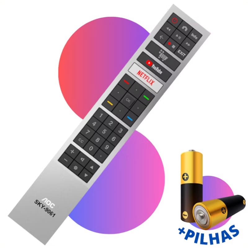 Controle Remoto TV AOC SMART 4K LED - Youtube Netflix