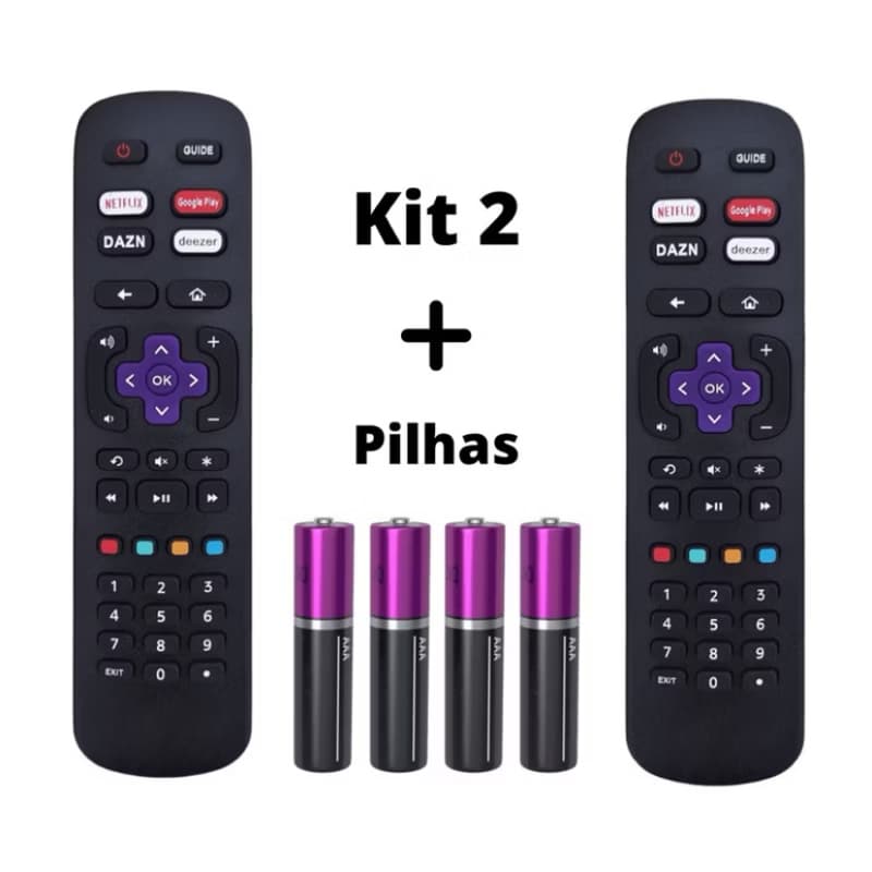 Kit 2 Controle Remoto Compatível Smart Tv Aoc Roku