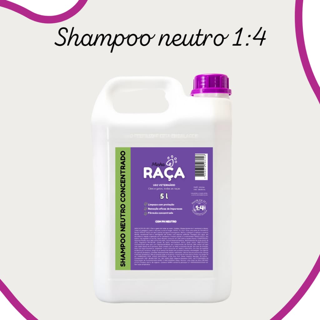 Shampoo Neutro Profissional Concentrado 1:4 Pet Minha Raça 5L