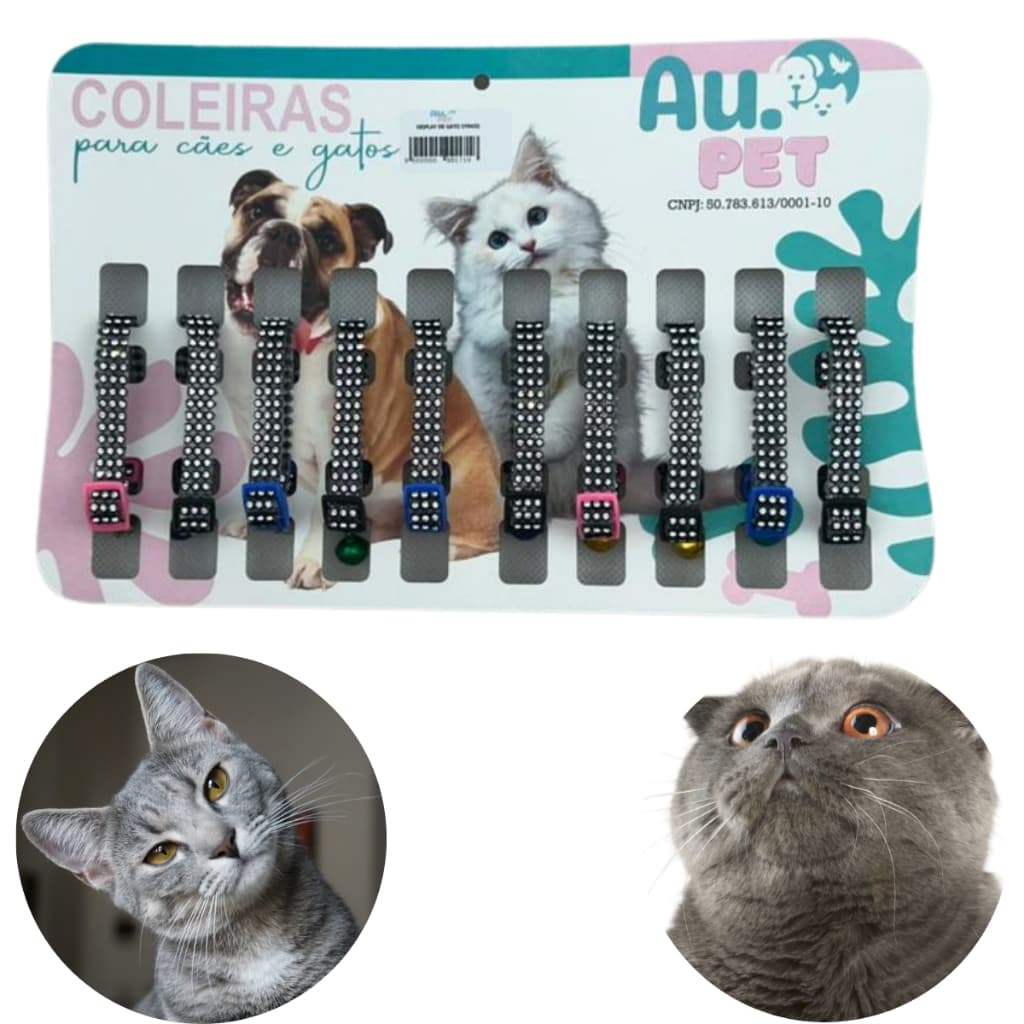 Coleiras Para Gatos Com Strass Com Guizo