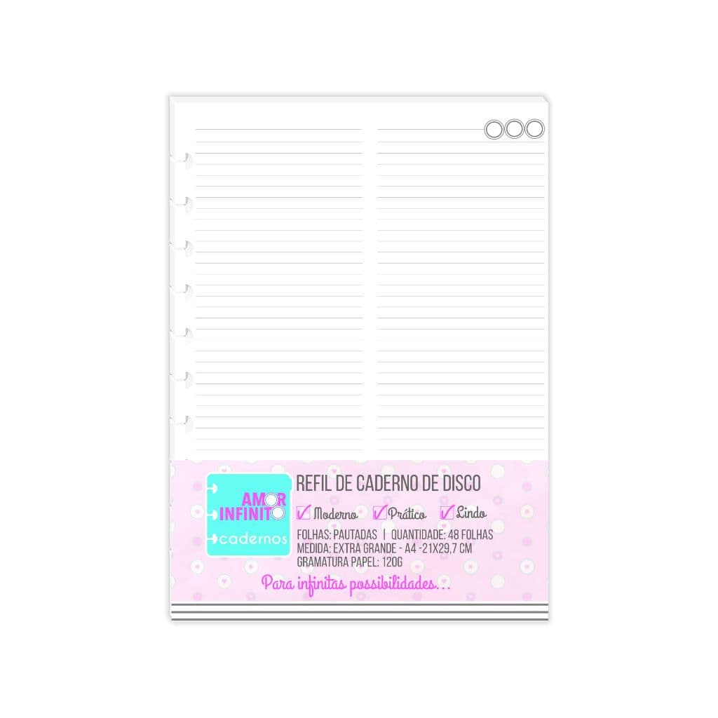 Refil para Caderno Sistema Inteligente Folhas Pautadas Refil Repartido Amor Infinito Cadernos