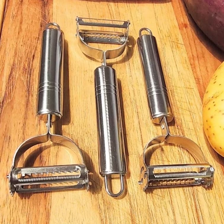 3 Descascador Fatiador Faz Espaguete de legumes Kit Aço Inoxidável