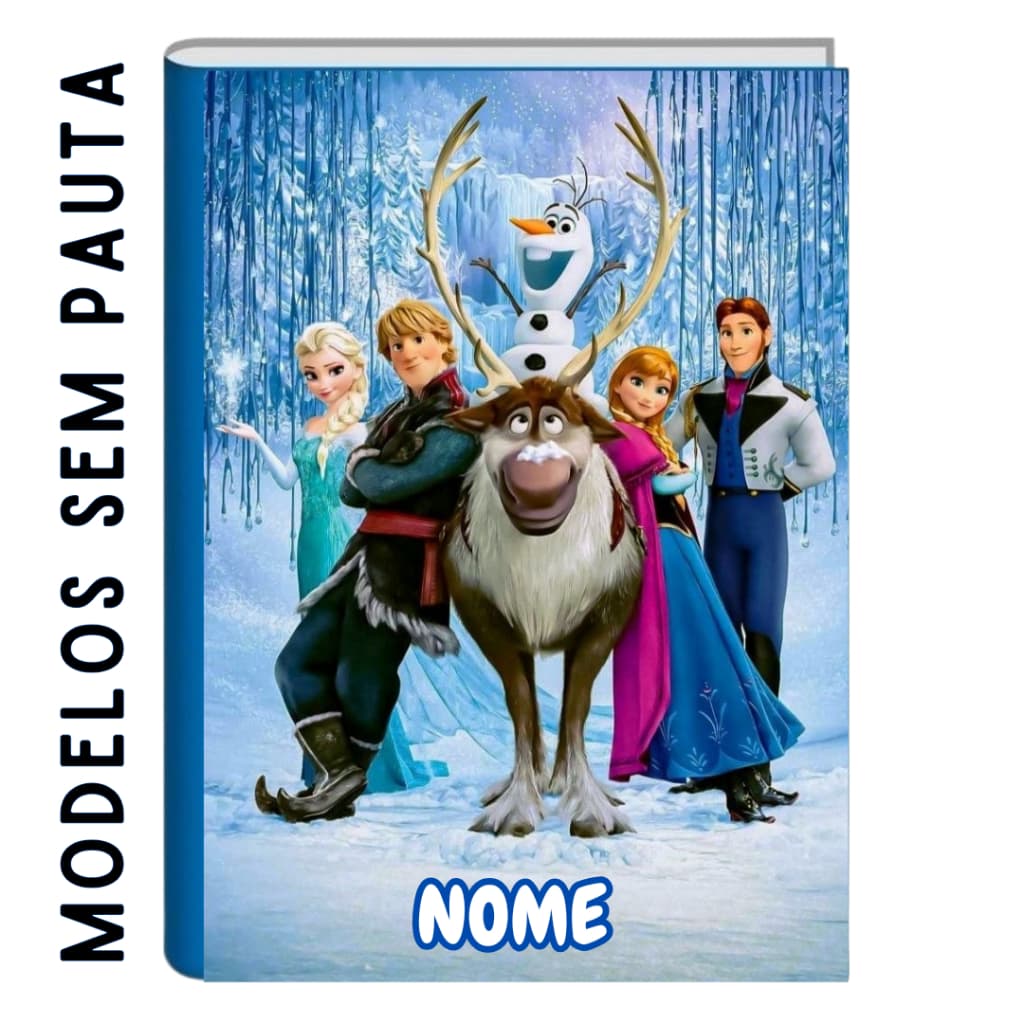 Caderno Brochura SEM PAUTA (SEM LINHA) - Personalizado Frozen, Elsa e Ana -  96 folhas - Grande A4