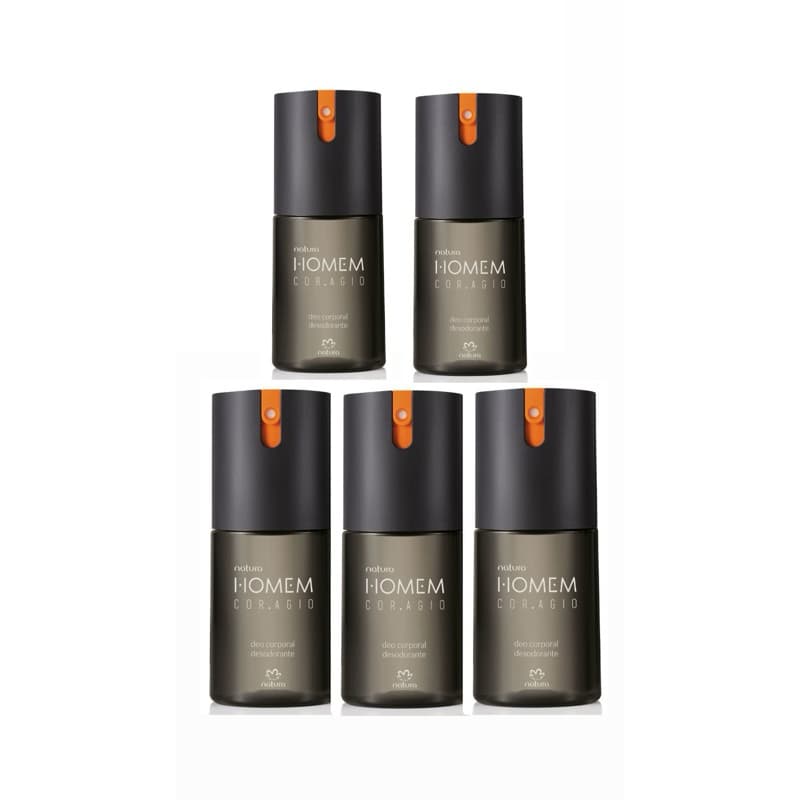Kit 5 Desodorante Corporal Natura Homem Cor.agio 100 ml cada validade 7/2028.