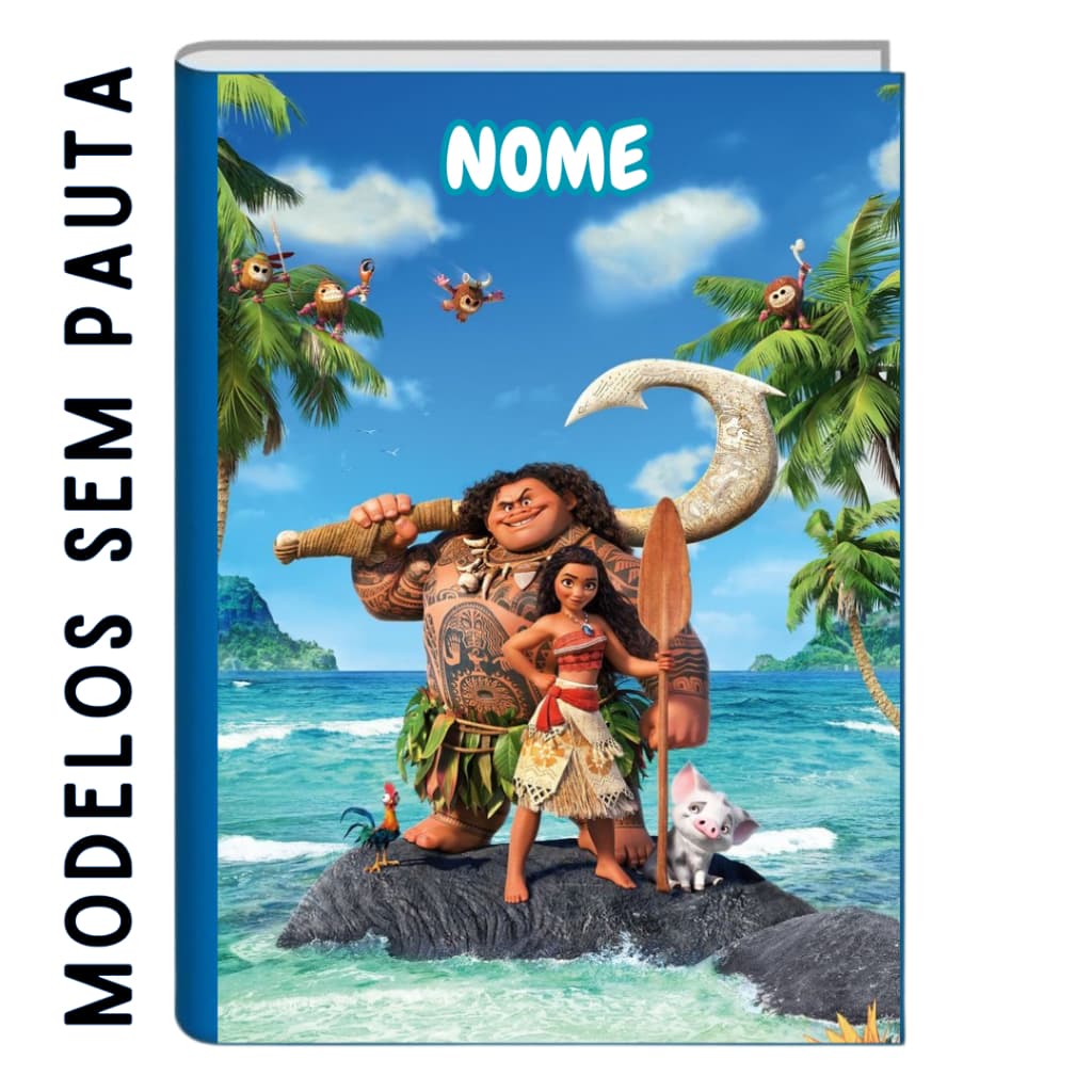 Caderno Brochura SEM PAUTA - Personalizado MOANA - 96 folhas - Grande A4