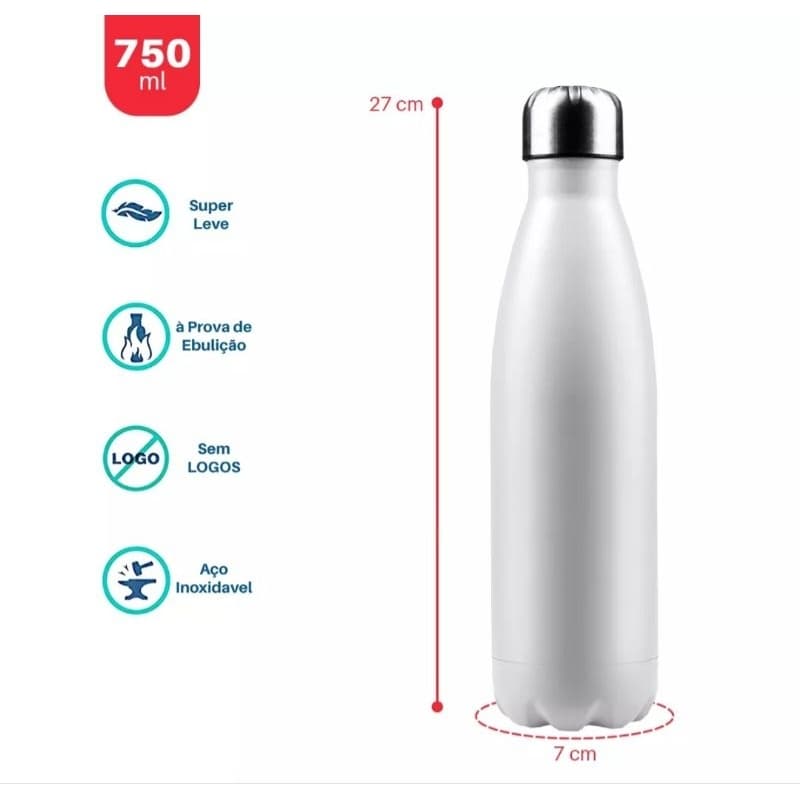 Garrafa squeeze cantil esportiva inox 750ml conserva gelado/ quente