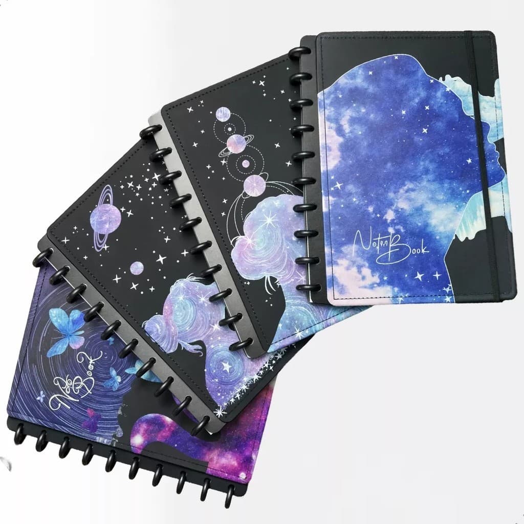 Caderno Inteligente Capa Dura Preto Estrelado 80 Folhas B5