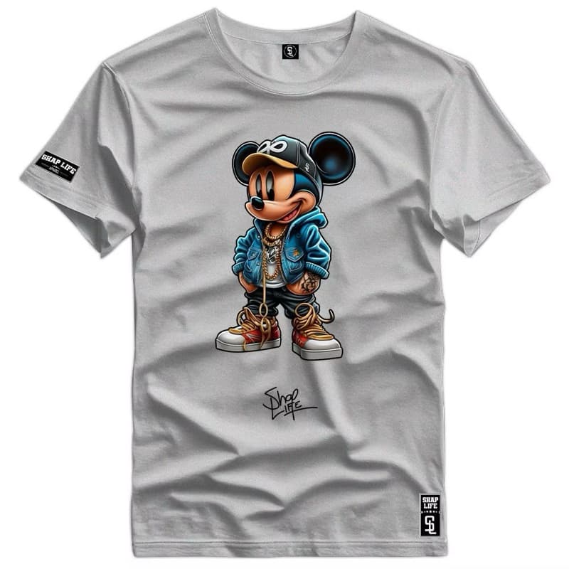 T-Shirt Camiseta Unissex personalizada estampa Mickey estilo rua estampada frente