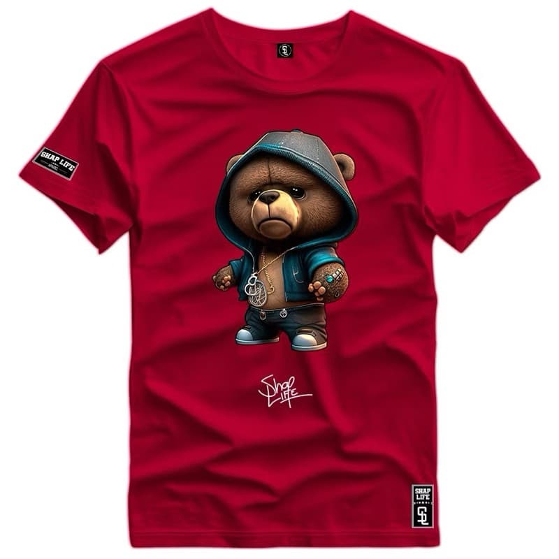 Camiseta T-Shirts masculina e feminina Casual Estampa Urso peraonalizado frente casual