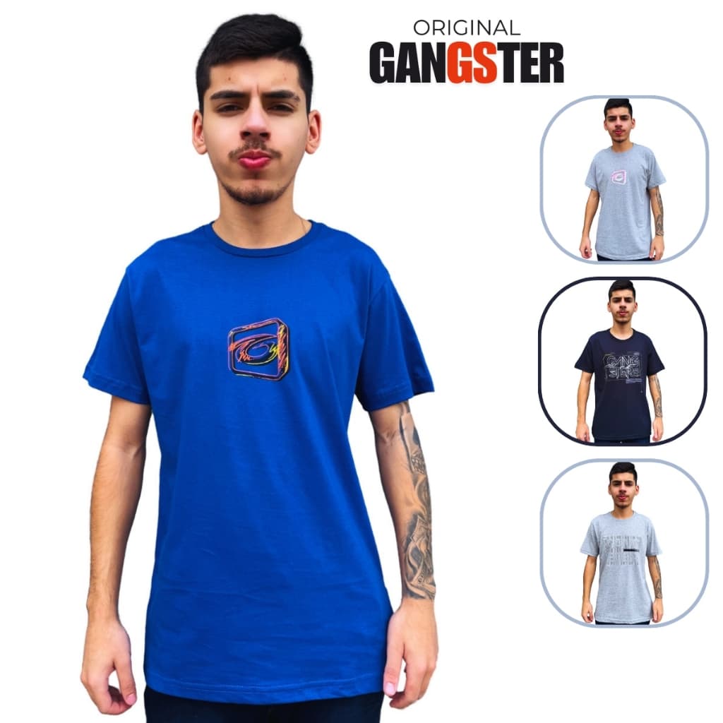 Camiseta Masculina Gangster Premium Gola Redonda Estampada