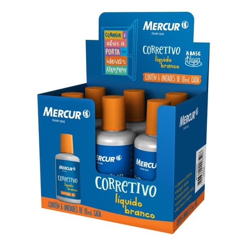 Corretivo 18ml Líquido Mercur Material Escolar Papelaria Liquipaper Branquinho Corretivos Escola