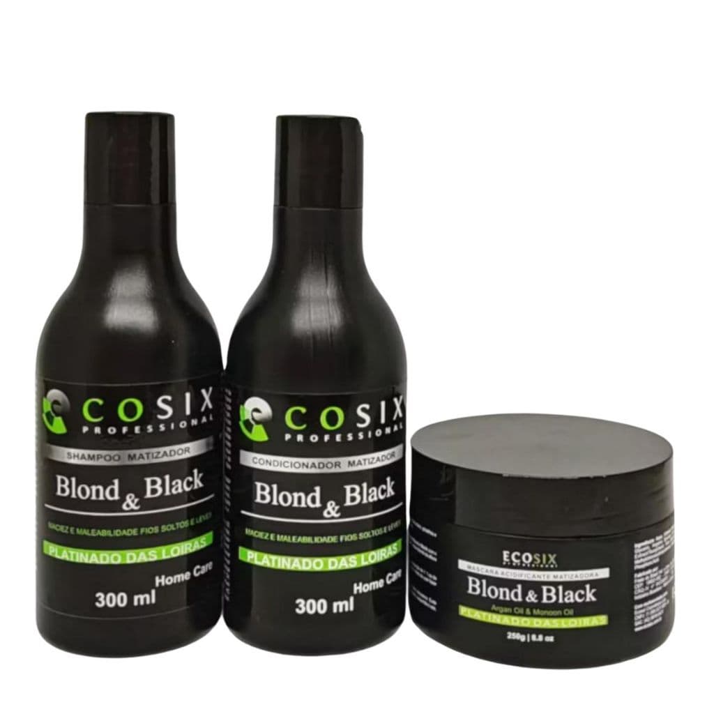 Kit Matizador Ecosix Blond & Black - Shampoo 300ml, Condicionador 300ml e Máscara 250g