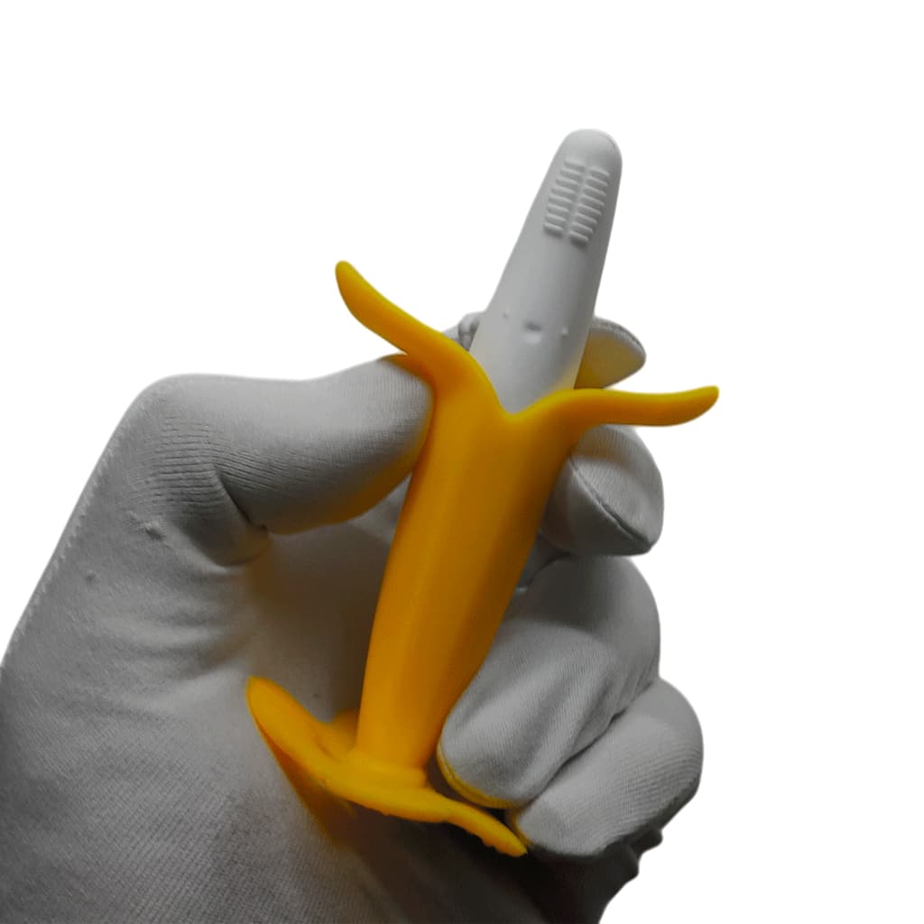 Mordedor Bananinha Silicone Bebê Massageador Gengiva Escova Dentição Macio e Seguro