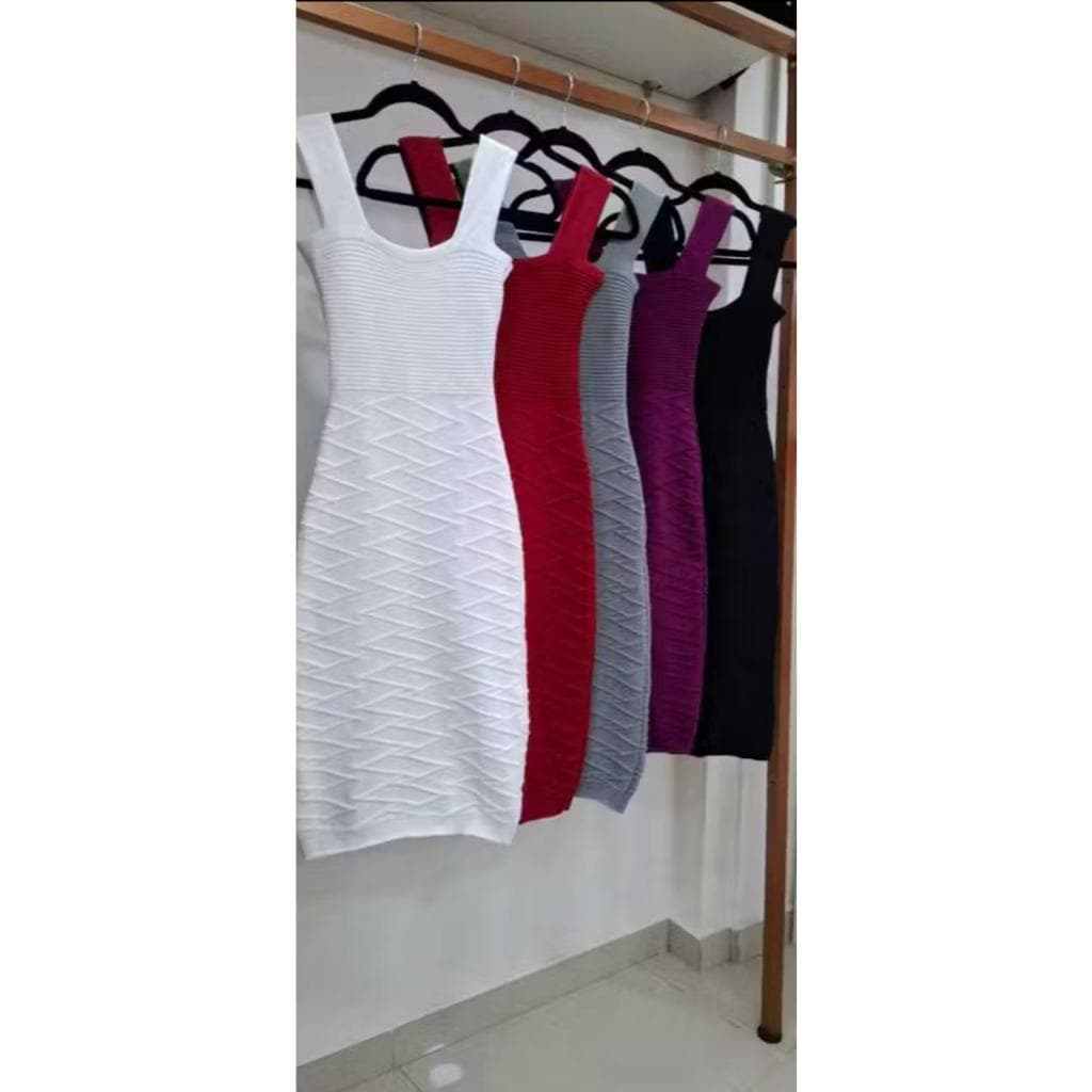 Vestido Tricot Modal Premium com Alças Largas Tubinho Praia  Verão Carnaval 2026