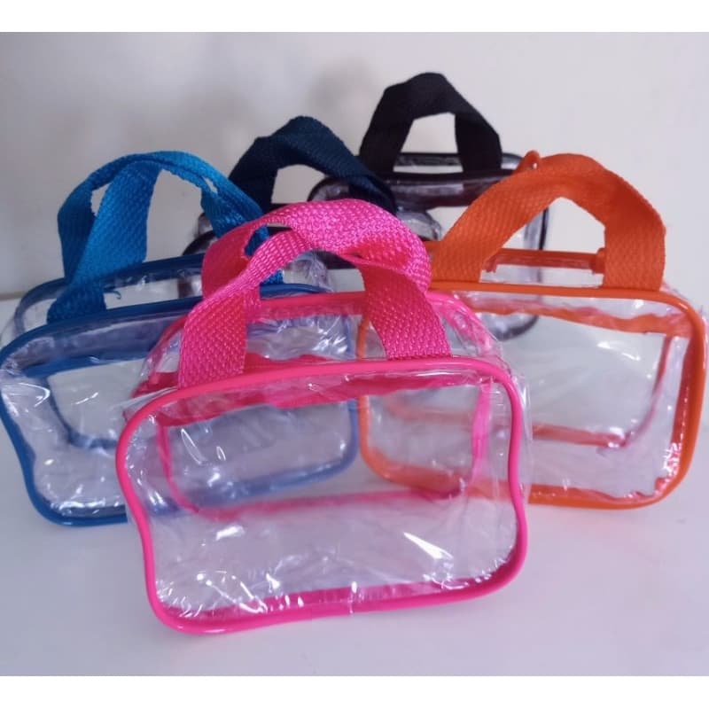 kit 20 Necessaire mini tipo cristal com alça organizadora de maquiagem/lembrancinha 15x12cm