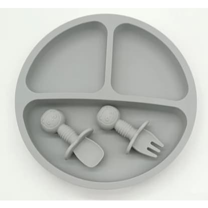 Kit Introdução Alimentar Bebê Pratinho De Silicone Com Ventosa Bebê Crianças Garfo E Colher Prato Prato Infantil Com Div