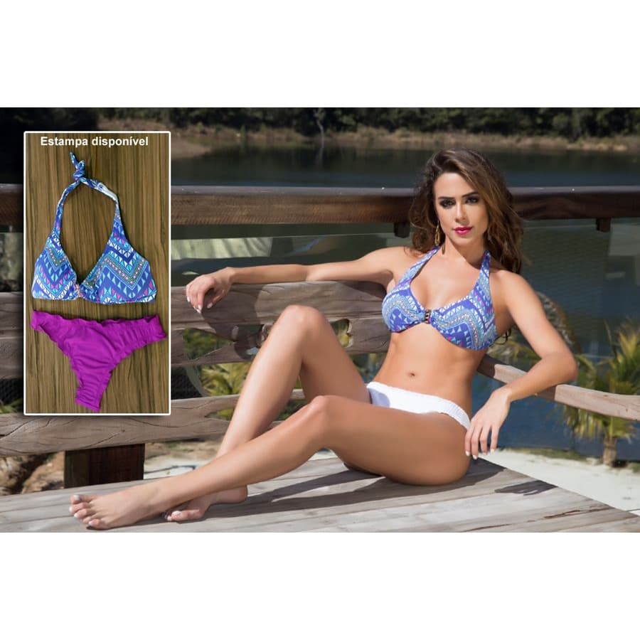 Biquíni Com Bojo E Tanga Com Aumenta Bumbum