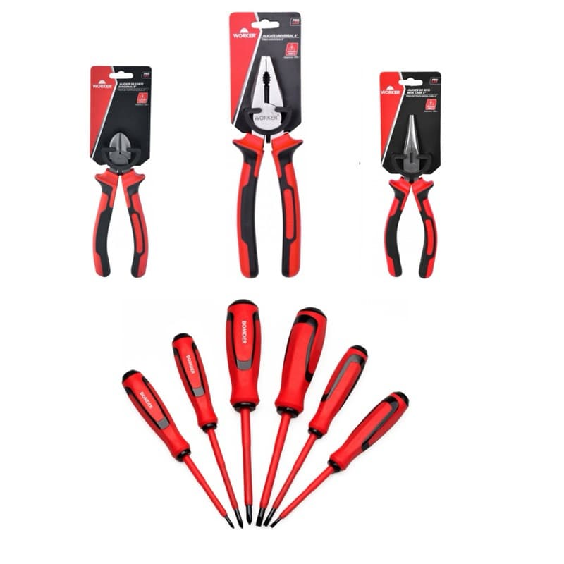 kit Jogo 3 Alicates 1000v + Chaves Fenda Phillips 6 Pçs