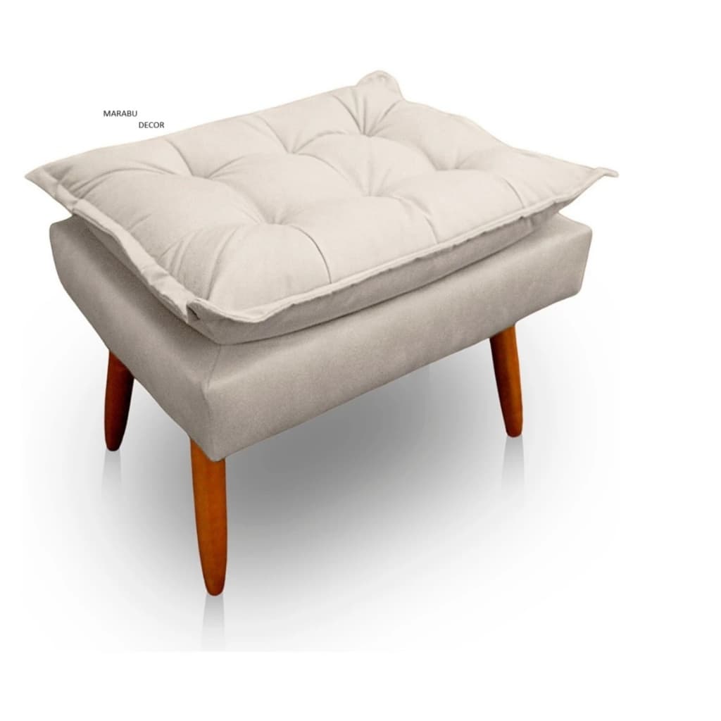 Puff Decorativo Opala Quarto Recepção Penteadeira Decoração Pés Palito Acabamento Perfeito Suede