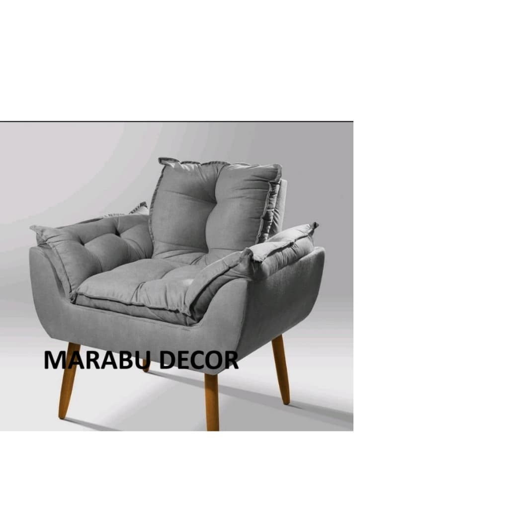 Poltrona Decorativa Opala varias CORES Para Sala Quarto Recepção Decoração Pés Palito Suede Premium