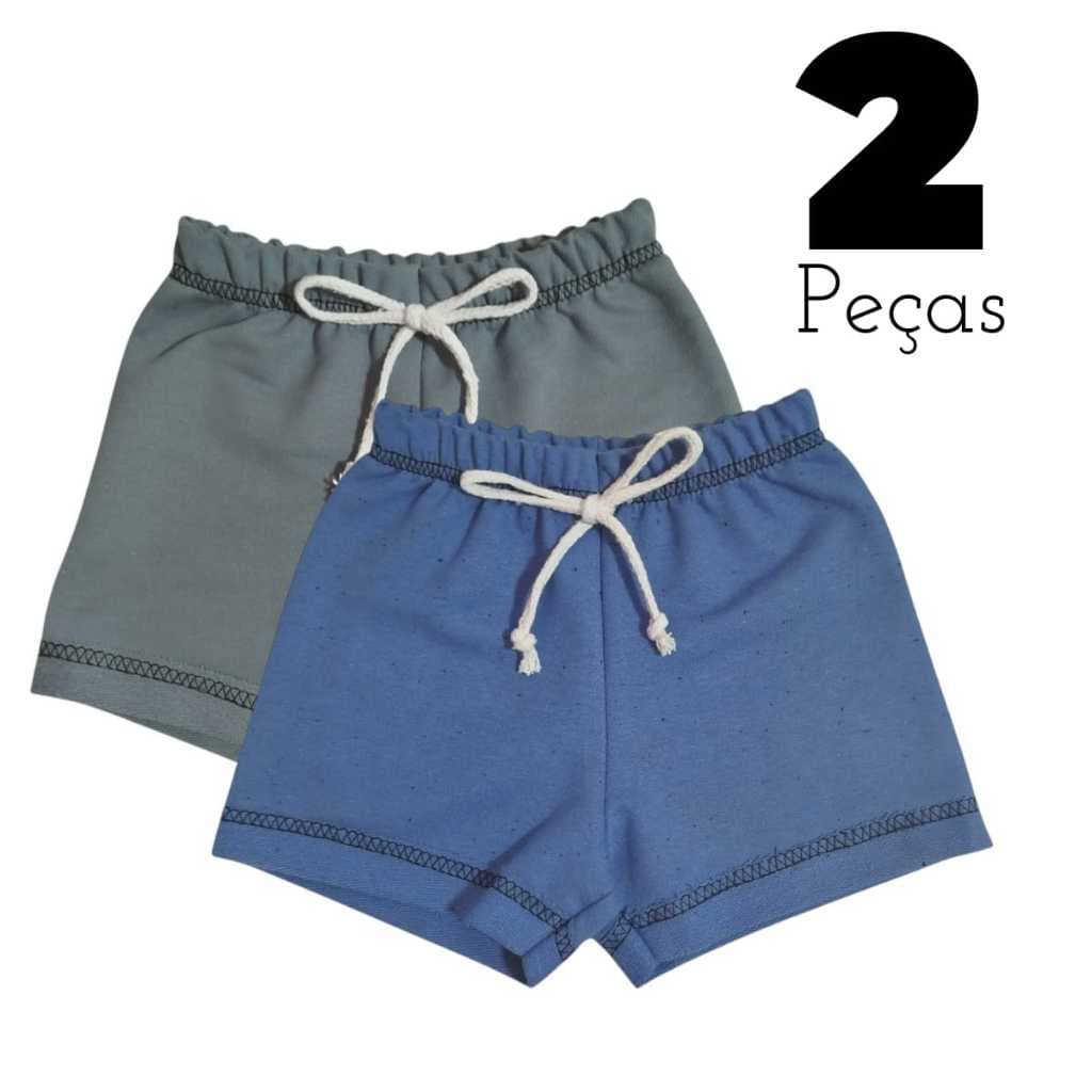 Kit 2 Bermuda Menino Moletinho Infantil Shorts Básico Tamanho M a 6 Anos