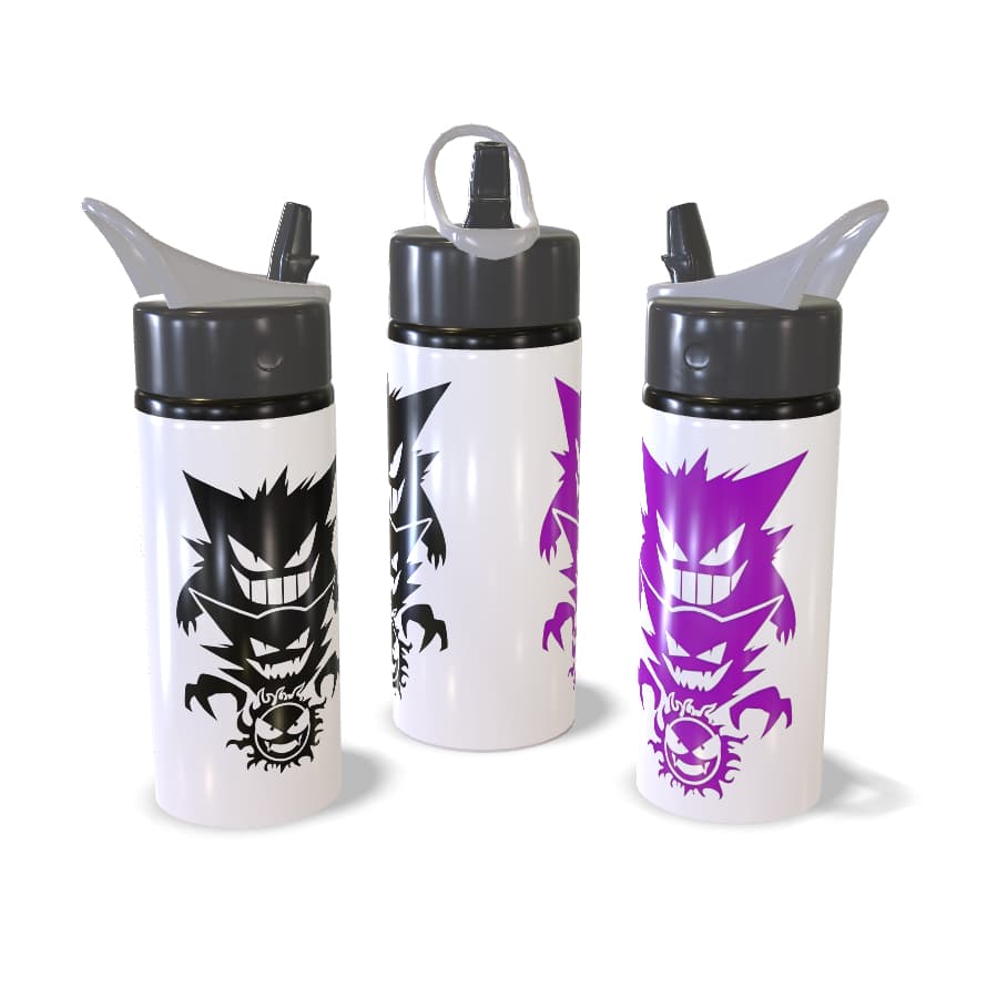 Garrafa Squeeze Pokemon Gengar Evolutions Personalizada Alumínio Infantil Escolar
