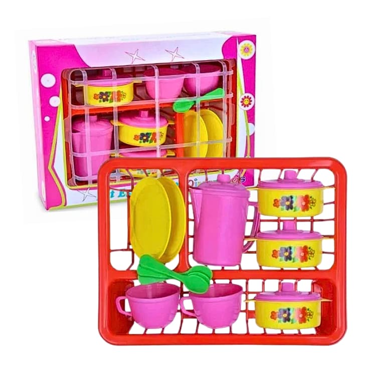 Brinquedo Infantil Kit Escorredor De Louca Divertido 12 Peças Cozinha Diverplas