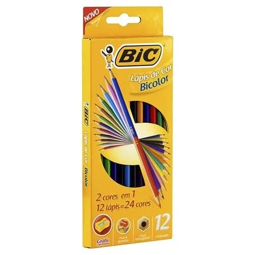 Lápis de Cor BIC Bicolor  12 lápis 24 cores
