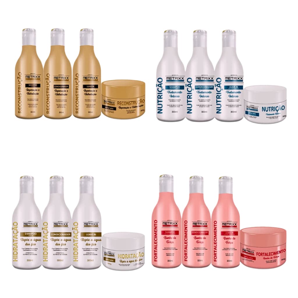 16 Itens Capilar Shampoo Condicionador Mascara Leave in Atacado Revenda Profissional Metrixx