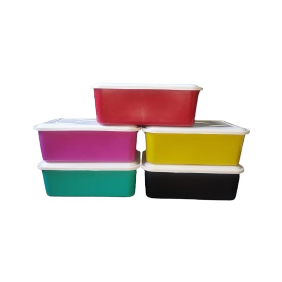 KIT 5 POTES 4 LITROS RETANGULARES COLOR ARMAZENAMENTO DE ALIMENTOS