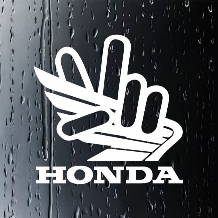 2x Adesivos Honda Motos - Maõzinha Honda paz e amor, 2 dedos - 9x8cm cada