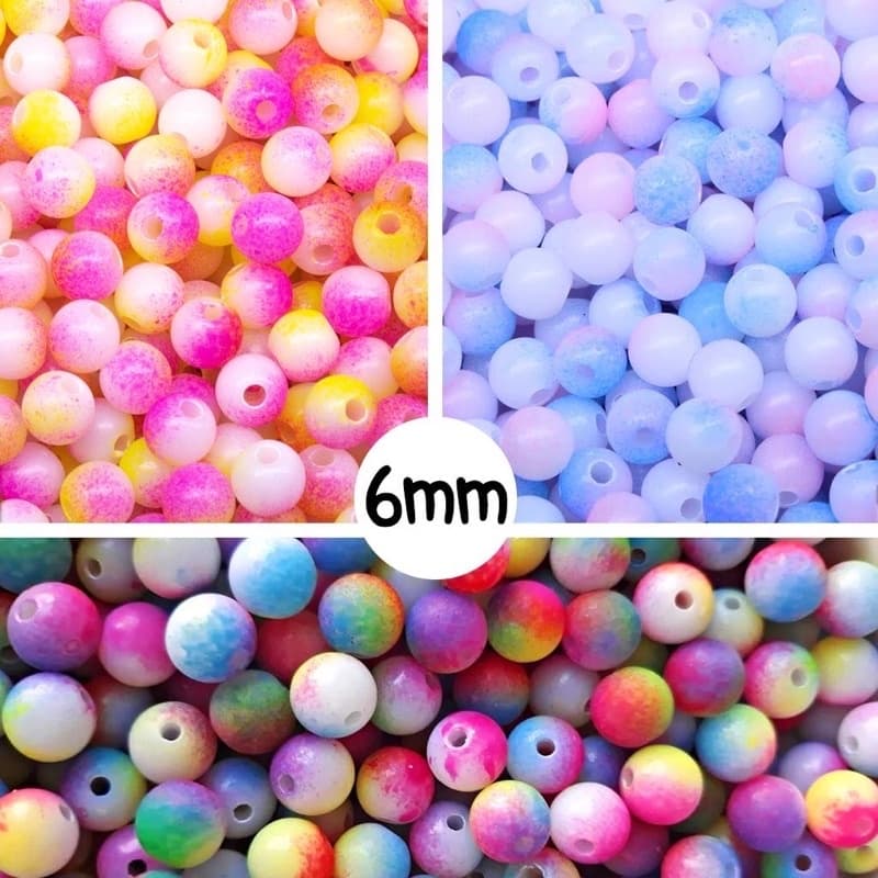 260 Miçanga Bola Passante Tie dye 6mm Entremeio Pulseira Bijuterias Artesanatos