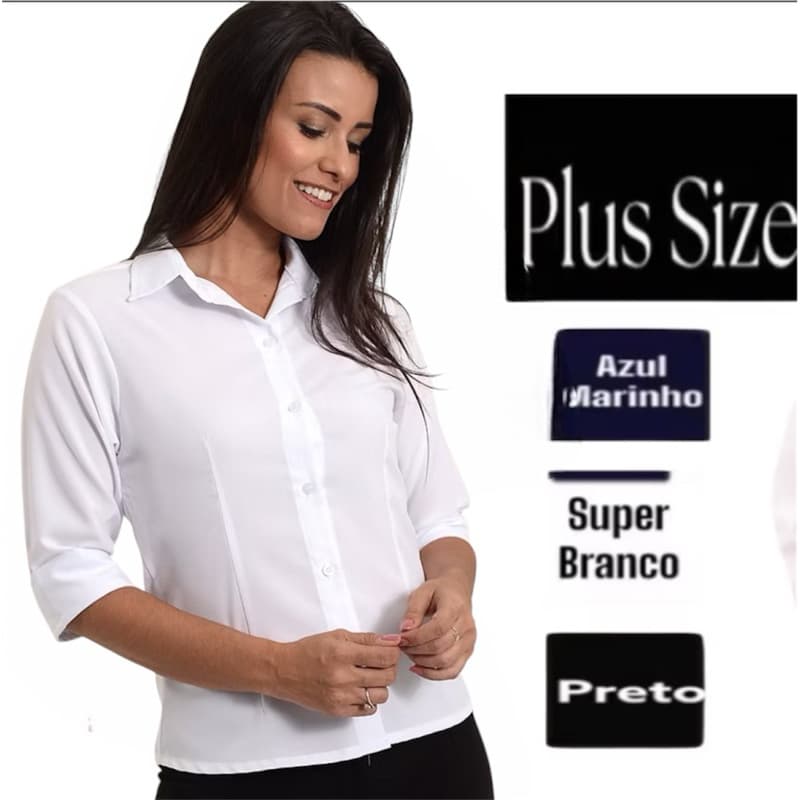 camisete  camisa social feminina manga 3/4 gabardine passa fácil direto da fábrica Direto da Fábrica