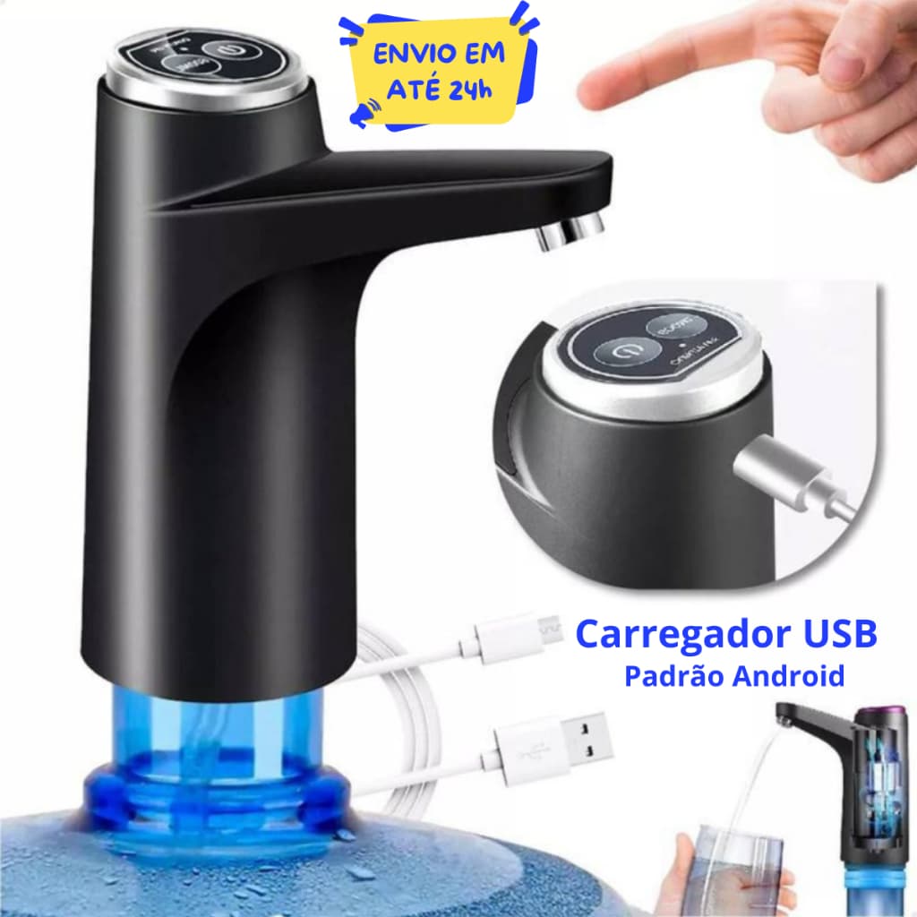 Bomba Elétrica Recarregável USB Para Galão De Água Garrafão